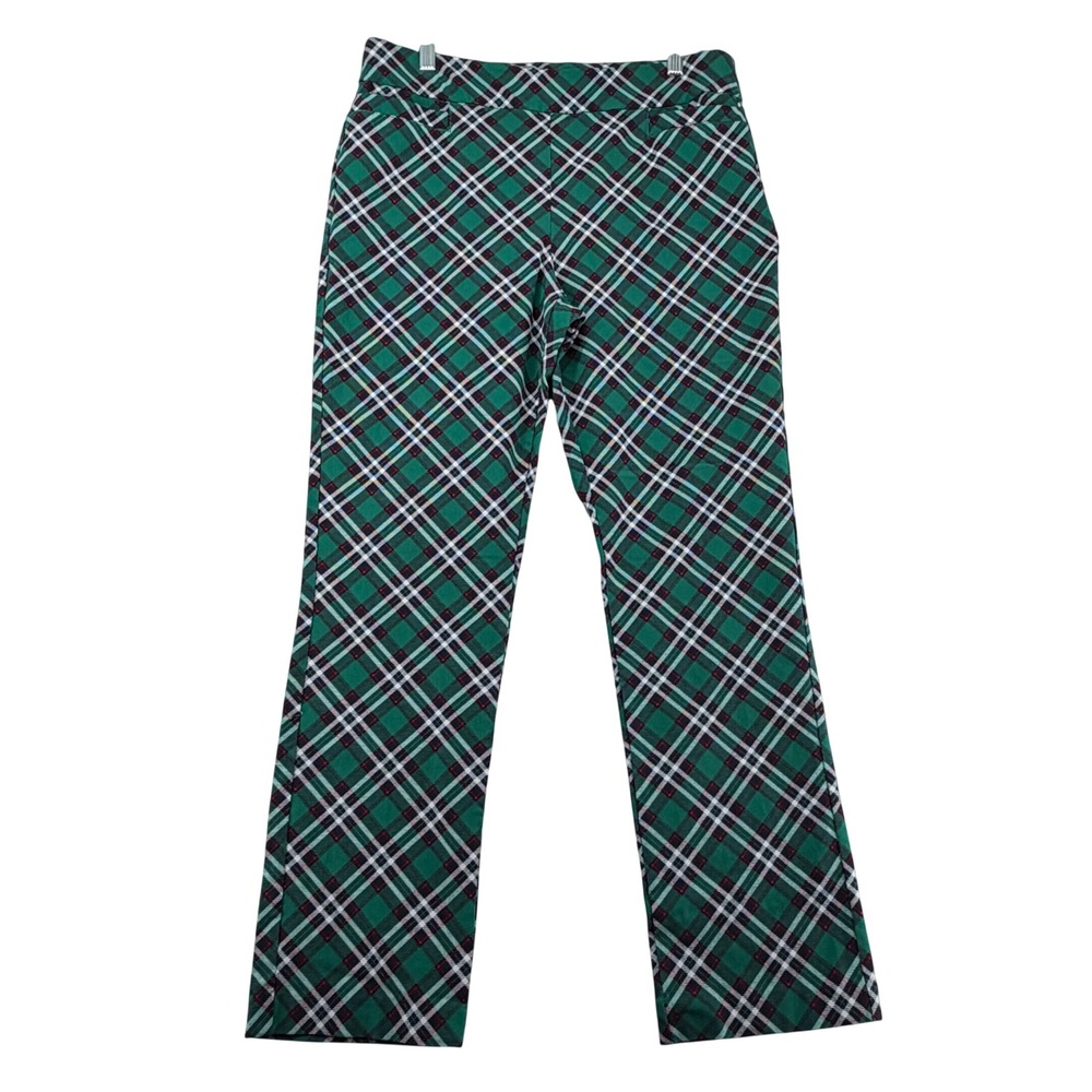 Kim Rogers Tartan Plaid Pants Tummy Control Womens 14 Straight Leg Stretch